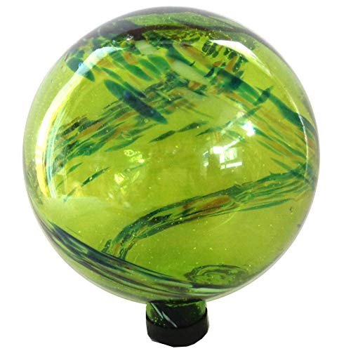 BFG supply Gardener Select (16BFG01 Glow in The Dark Glass Gazing Globe - Decorative Glass Gazing Globe/Ball/Sphere Lawn Ornament for Gardens (10 Inch, Green)