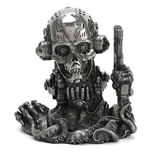 Unicorn Studio Veronese Design 6 1/8" Cyberpunk Robotic Octopus Resin Sculpture Pewter Finish