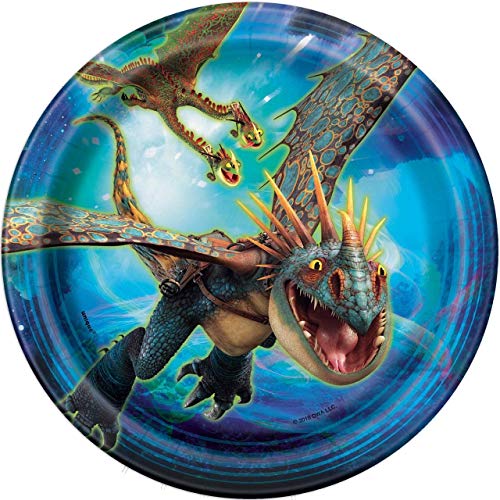 Unique Industries Unique 79174 How to Train Your Dragon Dessert Party Plates, 7", 8 Ct, Multicolor, One Size