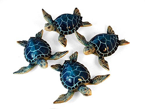 KRZH Sea Turtle Decorative Figurines, Set of 4 - Blue & Green