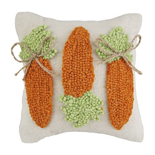 Mud Pie Easter Mini Hook Pillow, 8" x 8",  Carrots