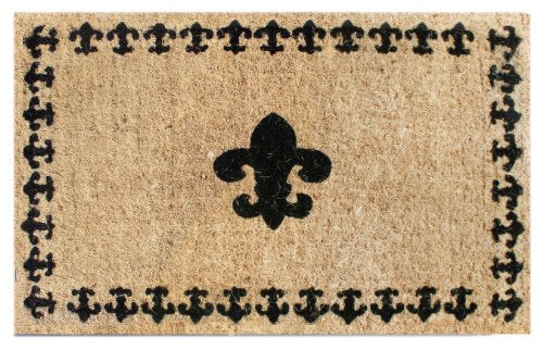 Imports Decor Printed Coir Doormat, Fleur De Lis with Border, 18-Inch by 30-Inch