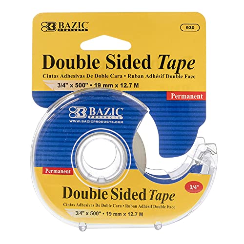 Bazic Double Sided Permanent Tape 3/4" X 500" w/ Dispenser