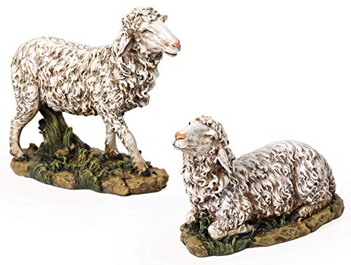 27" Scale Color 2 Style Sheep Standing And Seated 14.5" H by Roman