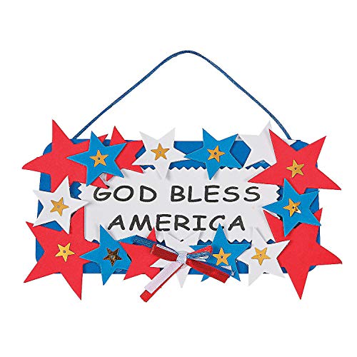 Fun Express God Bless America Sign Craft Kit, Makes 12 Foam Signs - 4th of July Crafts for Kids