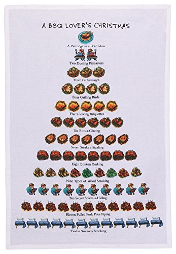 Peking Handicraft Mistletoe & Co. A BBQ Lover's Christmas Kitchen Towel, 18" x 26"