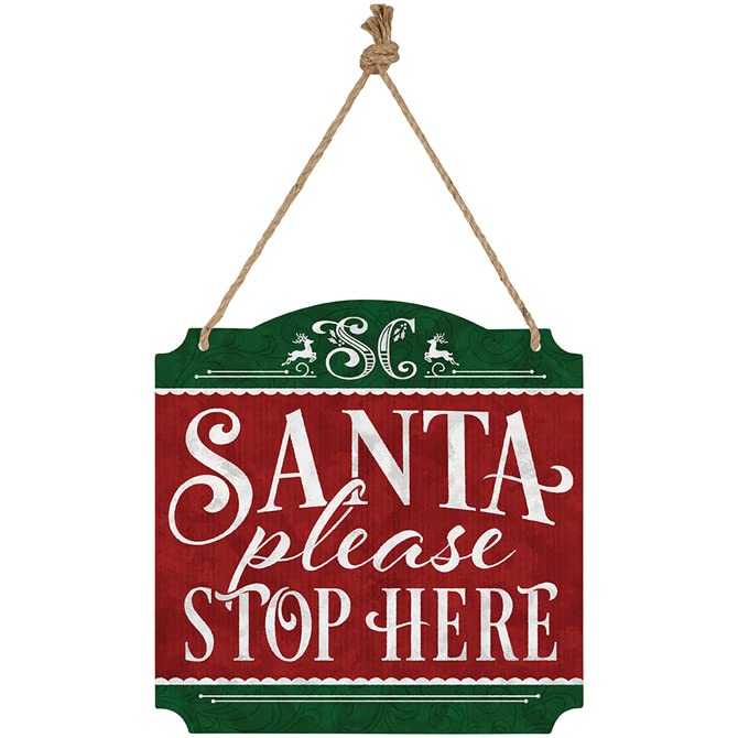 Carson Home Accents Santa Stop Here Metal Wall Decor, 12-inch Height