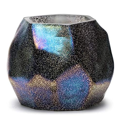 Dynasty Gallery 5" Art Glass Glisten + Glass Votive Candle Holder Geometric Supernova