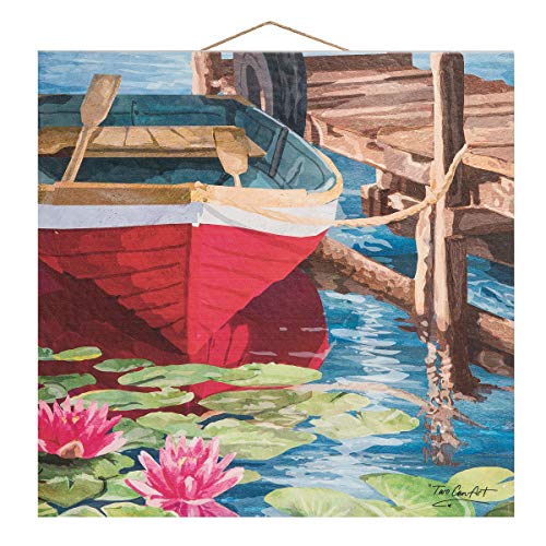 Beachcombers CANOE ON THE LAKE WALL ART, 13.9 Inches Length, 13.9 Inches Width, 1 Inches Height