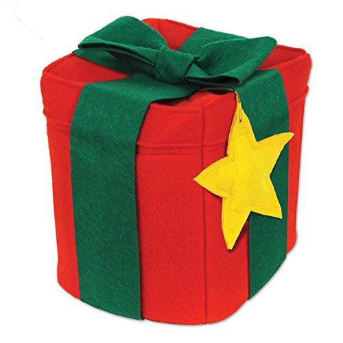 Beistle Christmas Gift Felt Hat-1 pc, One Size, Red/Green/Yellow