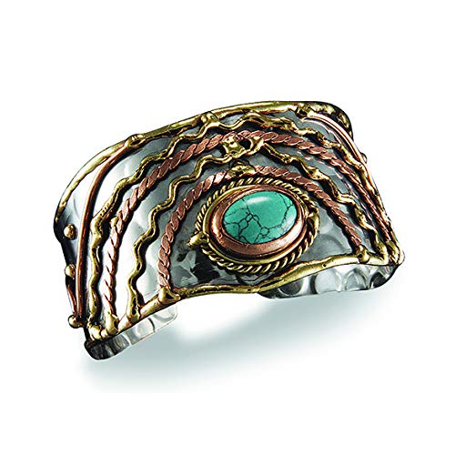 Anju Jewelry Janya Collection Mixed Metal Cuff Bracelet - Turquoise