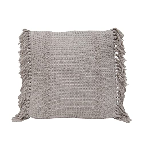 Foreside Home & Garden Hand Woven Gray Cotton with Polyester Fill Throw Pillow