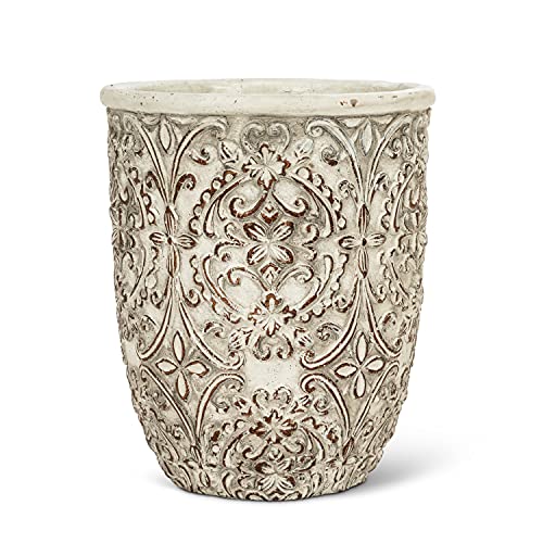 Abbott Collection  27-ABBEY-8014 Tall Embossed Vase/Planter, Grey/Copper