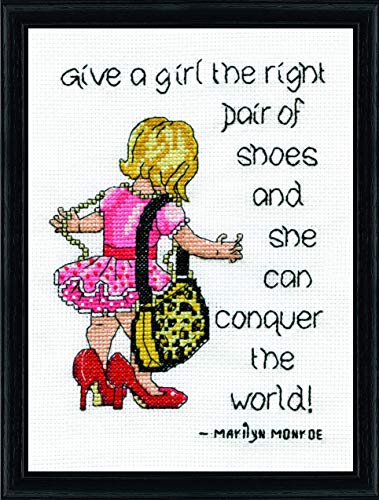 Design Works Crafts Right Pair of Shoes, 5 x 7 Counted Cross Stitch Kit, 5" by 7", Multi-Colour