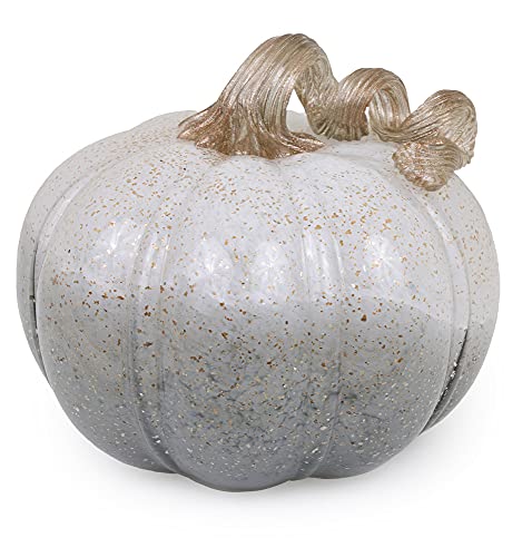 Boston International Decorative Tabletop Glass Pumpkin, 7 x 6-Inches, Twilight Grey