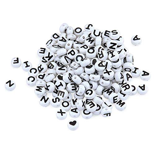 Hygloss Products, Inc ABC Plastic Beads for Arts & Crafts-Personalize Jewelry, Keychains & More-Pack of 300, Black and White