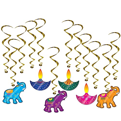 Beistle 53679 Diwali Festival Hanging Swirls (12 Pcs), 1 Pack