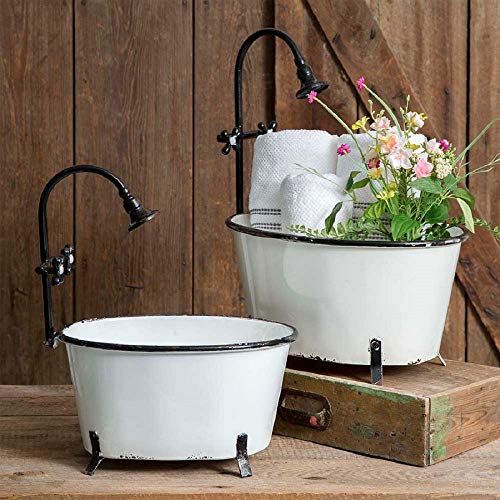 CTW Set of Two Clawfoot Tub Garden Decor Flower Pot Planters Rustic Country Theme