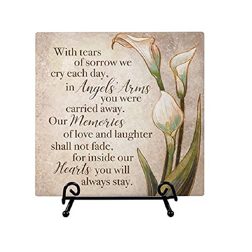 Carson 23871 Angels' Arms Easel Plaque, 6-inch Square, Ceramic