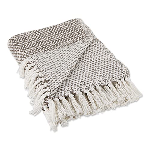 DII Design Woven Throw Collection 100% Cotton, Basketweave, 50x60, Brown