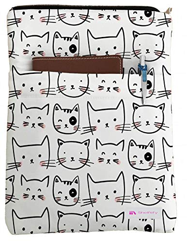 Shelftify White Cats Book Sleeve - Book Cover for Hardcover and Paperback - Book Lover Gift - Notebooks and Pens Not Included