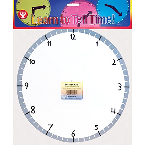 Hygloss Products HYG12124 24 Blank Clock Kit Grade Kindergarten to 1, 0.5" Height, 9" Wide, 13" Length (Pack of 24)