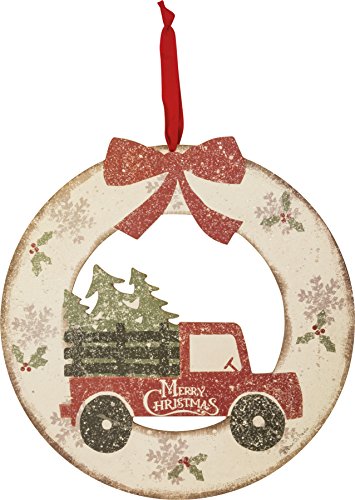 Primitives By Kathy 16 Inches x 16.50 Inches Wood - Merry Christmas Wreath