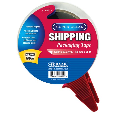 BAZIC 1.88" x 27.3 Yards Super Clear Heavy Duty Packing Tape with Dispenser