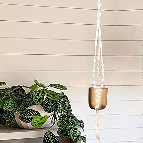 ecofynd Macrame Cotton Plant Hanger [Without Pot] | Rope Flower Pot Holder for Indoor Outdoor Balcony Garden | Home D√©cor Basket Hanger (Pack of 1 - M21-39 inches)