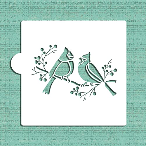 Cardinals on Branch Cookie and Craft Stencil CM187 by Designer Stencils
