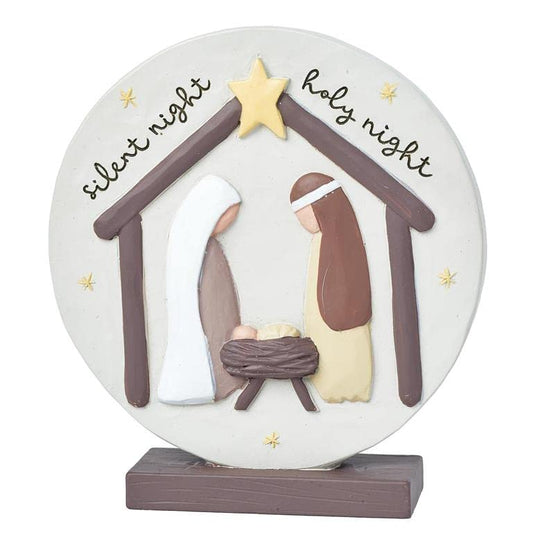 Blossom Bucket Silent Night Round Plaque On Base