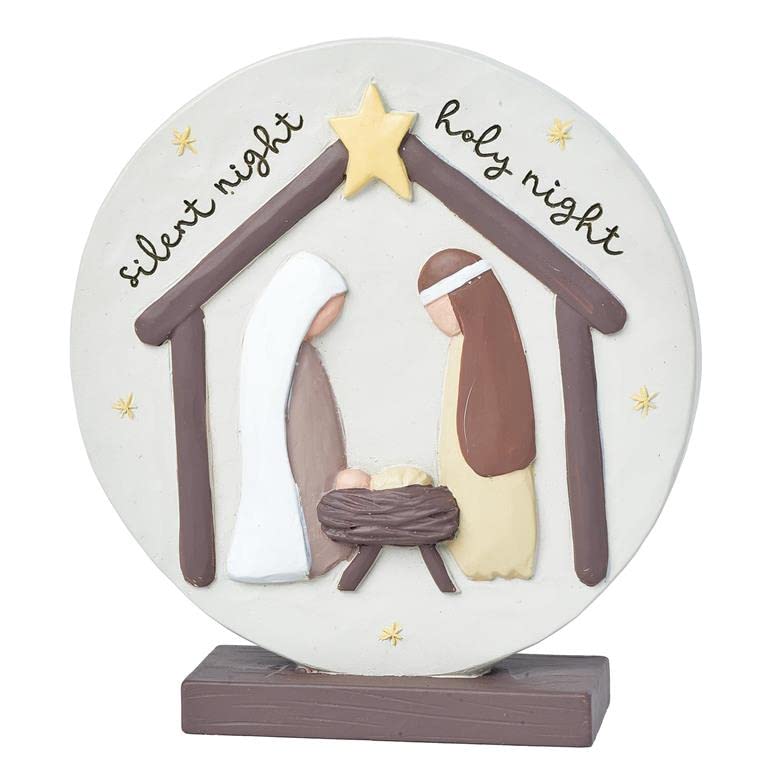 Blossom Bucket Silent Night Round Plaque On Base