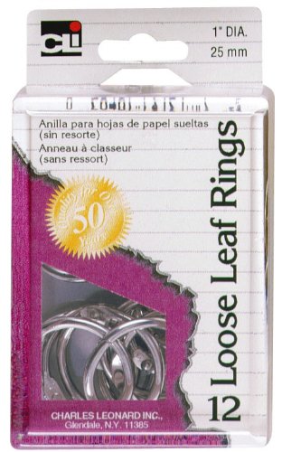 Charles Leonard Loose Leaf Rings with Snap Closure in Reusable Box, Nickel Plated, 1 Inch Diameter, 12/Box (79121)