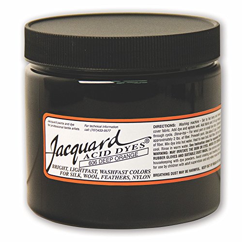 Jacquard Acid Dye for Wool, Silk and Other Protein Fibers, 8 Ounce Jar, Concentrated Powder, Deep Orange 606