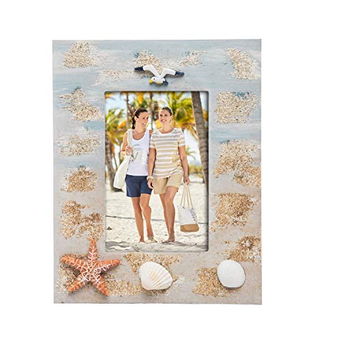 Beachcombers B22527 Sandy Beach Resin Picture Frame, 4-inches x 6-inches