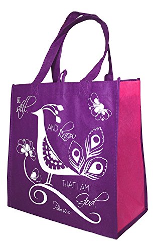 Divinity 12.5 X 6 X 12 Inspirational Eco Tote Reusable Shopping Bag (Purple - Be Still)