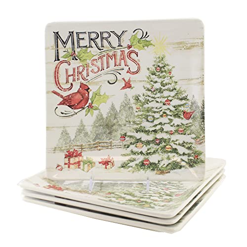 Certified International 28345 Holiday Evergreen Christmas Dinner Plate, 10.5-inch Square