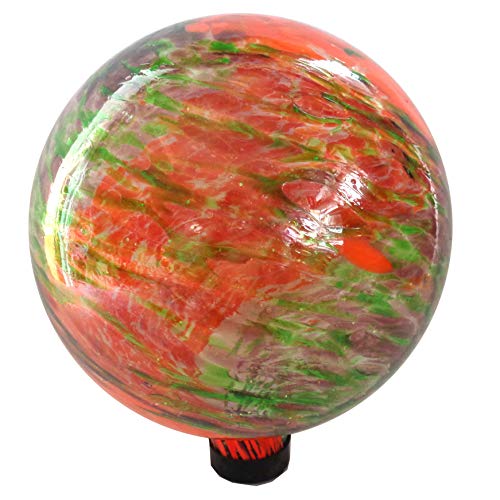 BFG supply Gardener Select (16BFG03 Glow in The Dark Glass Gazing Globe - Decorative Glass Gazing Globe/Ball/Sphere Lawn Ornament for Gardens (10 Inch, Red)