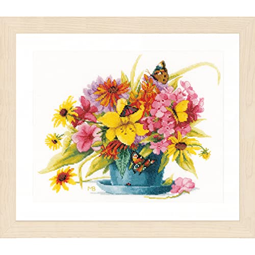 Vervaco Lanarte Cross Stitch Embroidery Kits for Adults, Cross Stitch Preprinted with Embroidery Pattern on 100% Cotton and Embroidery Thread, 14,57 x 12,21 Inches - 37 x 31 cm, Colour Perfection