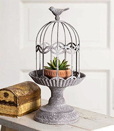 CTW Vintage Style Rustic Metal Song Bird Gazebo Cage Cloche Home Decor