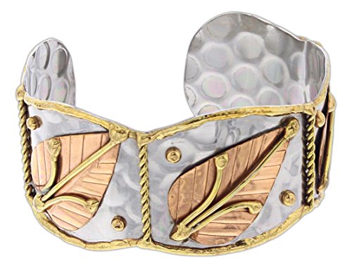 Anju Mixed Metal Cuff Bracelet (Small Leaf)