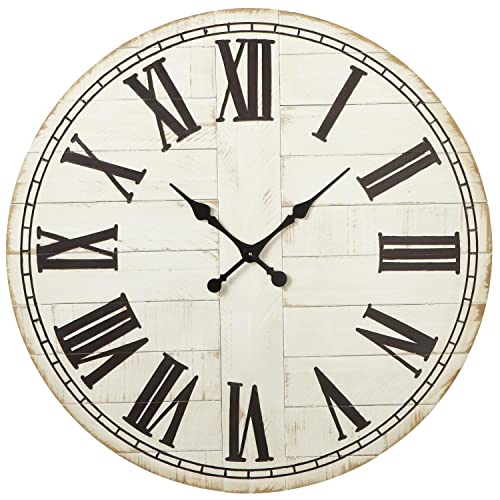 Ganz CBK Wood Whitewash Wall Clock with Roman Numerals 144350