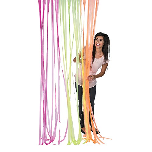 Fun Express Neon Fringe Door Curtain (8 feet long) Great for 80's Party Decor