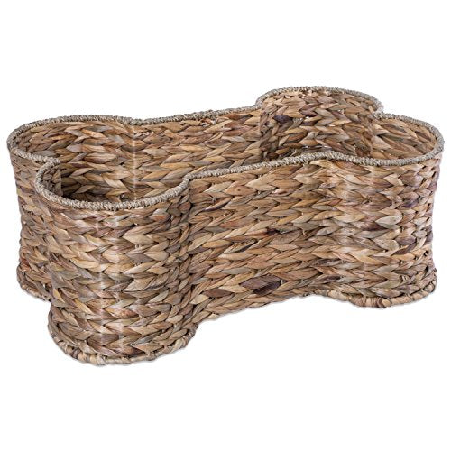 DII Design Bone Dry Pet Storage Collection Bone Shape Hyacinth Toy Basket, Small
