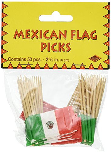 Beistle Mexican Flag Picks 2.5-Inch (50-Count), Green/Red/White, Pkg of 1