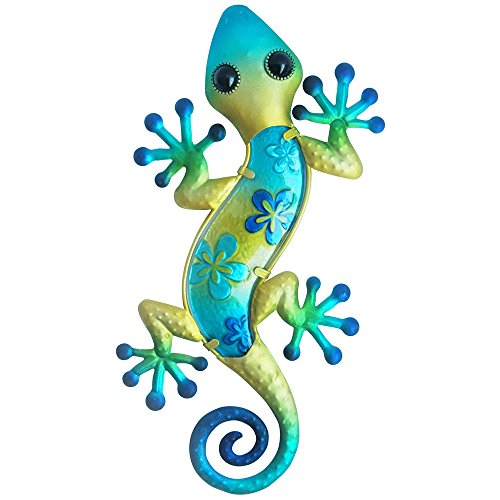 Comfy Hour Gecko Wall Art Collection 14" Blue Metal Art Gecko Wall Decor