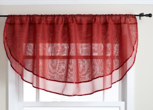 Belle Maison Stylemaster Elegance Sheer Voile, 60" X 24" | Ascot Valance, Claret