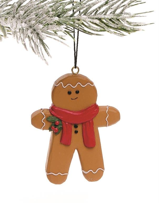 Blossom Bucket 228-52063 Gingerbread Man with Red Scarf Hanging Ornament, 3.25-inch Height