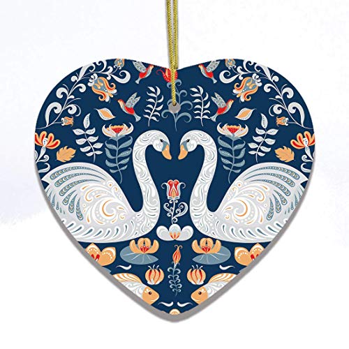 OrnamentallyYou Scandinavian Folk Themed Christmas Ornaments (Scandinavian Zen Pond Christmas Ornament (Heart))