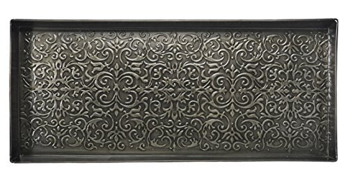 Larry Traverso Enchanted Scroll Pattern Metal Boot, 30 x 13 inches, Antique Zinc Finish
